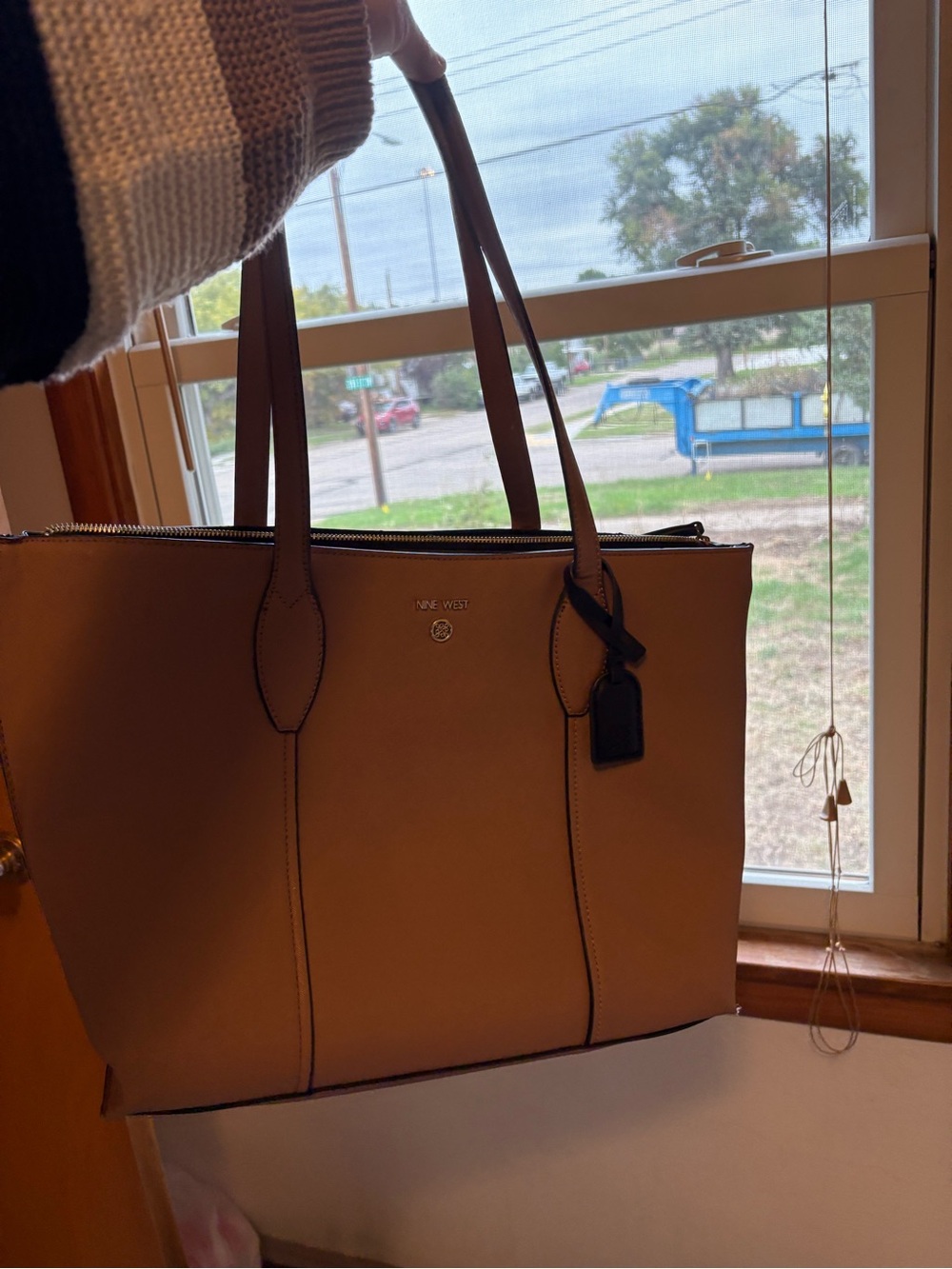 Nine West Cognac Double-Handle Tote with Zip